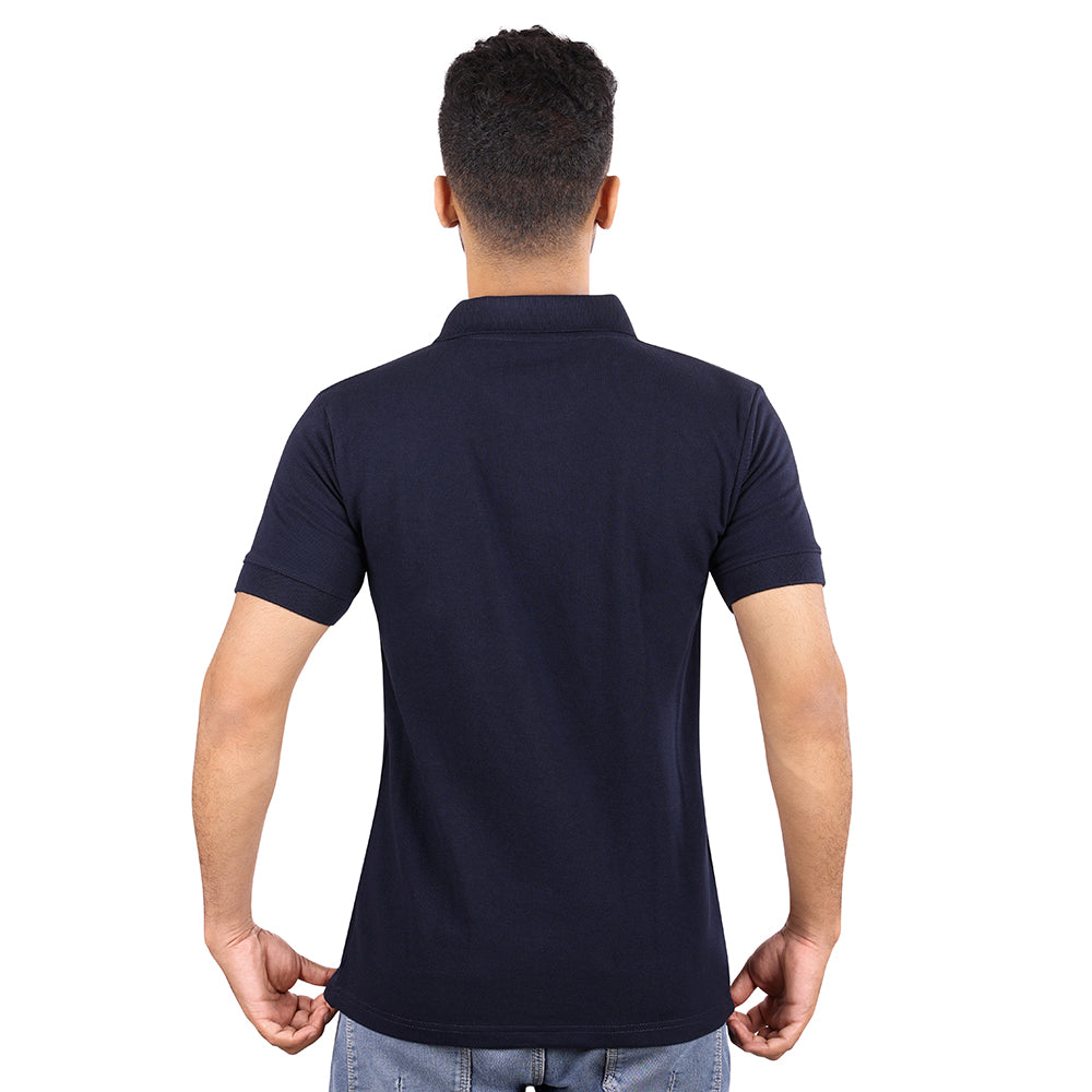 Navy Blue Polo T-Shirt with Embroidered Indian Flag– Deshprem