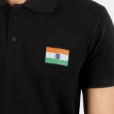 Black-Polo-T-Shirt-with-Embroidered-Indian-Flag