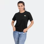 India Flag Black Round Neck T-Shirt