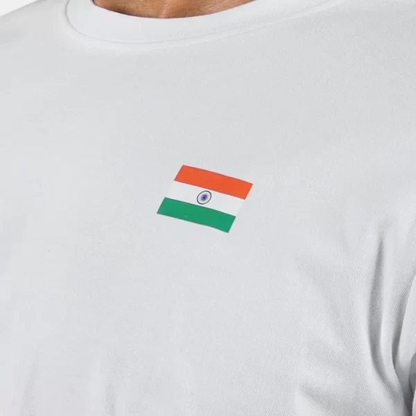 India Flag White Round Neck T-Shirt